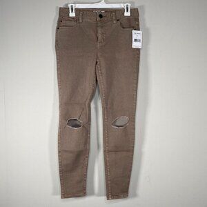 Free People Skinny Denim Jeans Women's 27 Steel Taupe Distressed Pants NWT
